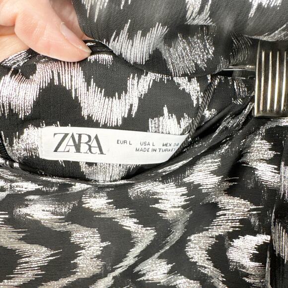 Zara Black and White Zigzag Dress - Picture 4 of 12